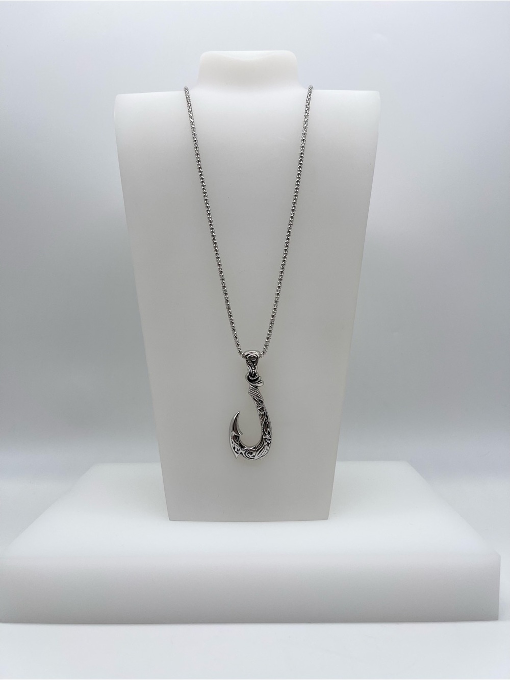 New Hawaiian Makau Fish Hook Pendant Necklace Stainless Steel Tribal Chain